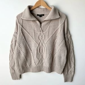 Womens *Skull Cashmere* Lyndsay Cable Knit* Half Zip Sweater* Beige Size Large